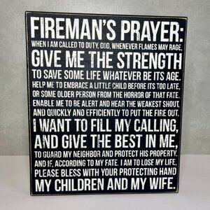 Fireman's Prayer 14" x 12" Primatives By Kathy Wooden Box Sign Gifts Firefighter